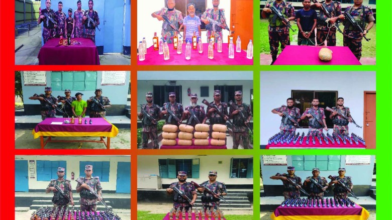 বিপুল পরিমাণ মাদক দ্রব্যসহ যশোর সীমান্তে ৩৫ চোরাকারবারী আটক।